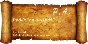 Padács Anikó névjegykártya